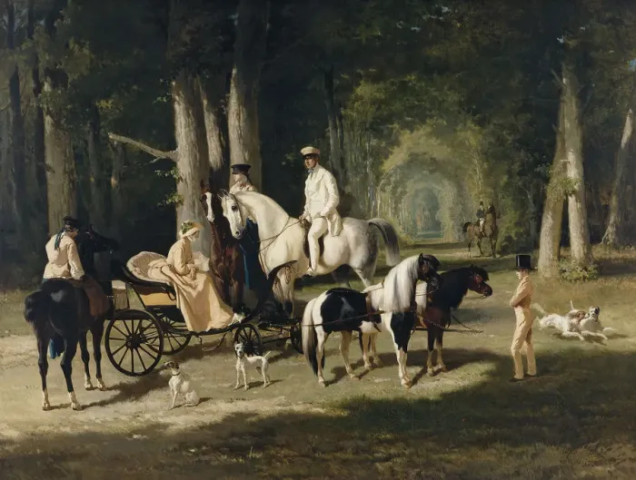 Framed Print : Monsieur and Madame Mosselman and their daughters. Artist: De Dreux, Alfred (1810-1860) Framed Print : Monsieur and Madame Mosselman and their daughters. Artist: De Dreux, Alfred (1810-1860)