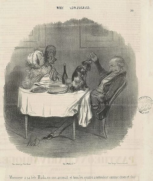 Monsieur a sa bête, Madame son animal... 19th century. Creator: Honore Daumier