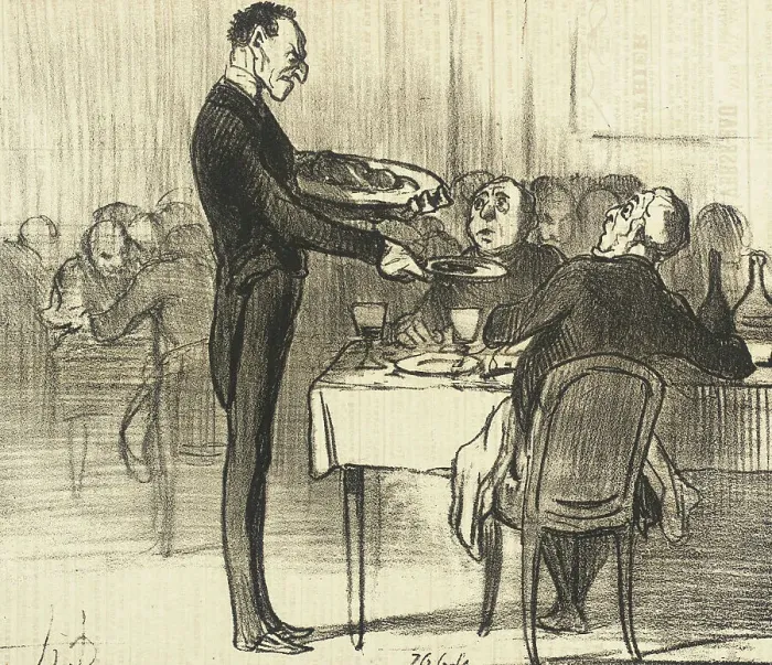 Framed Print : Monsieur veut-il des crêpes?.. 1855. Creator: Honore Daumier Framed Print : Monsieur veut-il des crêpes?.. 1855. Creator: Honore Daumier