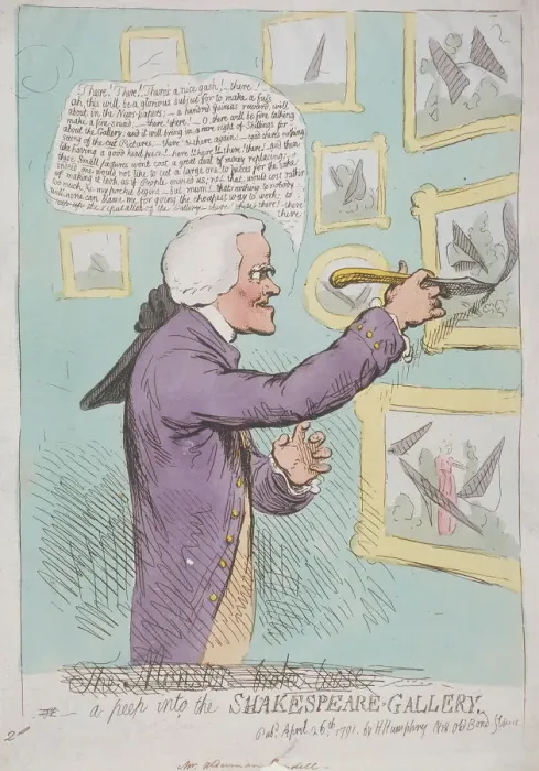Framed Print : The Monster broke loose or, a peep into the Shakespeare-Gallery, 1791 Framed Print : The Monster broke loose or, a peep into the Shakespeare-Gallery, 1791