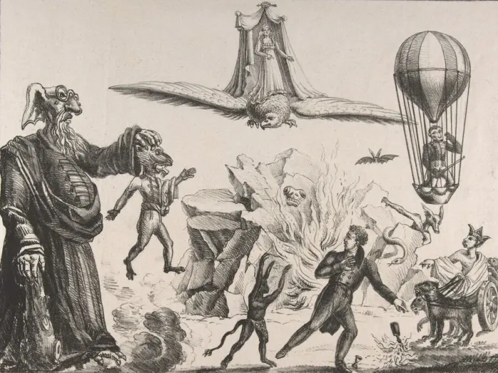 Framed Print : Monsters, Monkeys, and Men, ca. 1820. Creator: Anon Framed Print : Monsters, Monkeys, and Men, ca. 1820. Creator: Anon