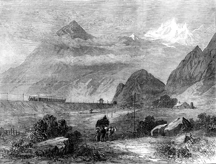 Framed Print : Mont Cenis Railway scenery: the Dora Valley, near Oulx, 1871. Creator: Unknown Framed Print : Mont Cenis Railway scenery: the Dora Valley, near Oulx, 1871. Creator: Unknown