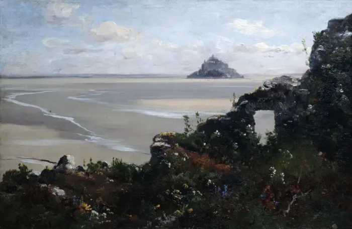 Framed Print : Mont Saint Michel, 1881. Artist: Emmanuel Lansyer Framed Print : Mont Saint Michel, 1881. Artist: Emmanuel Lansyer