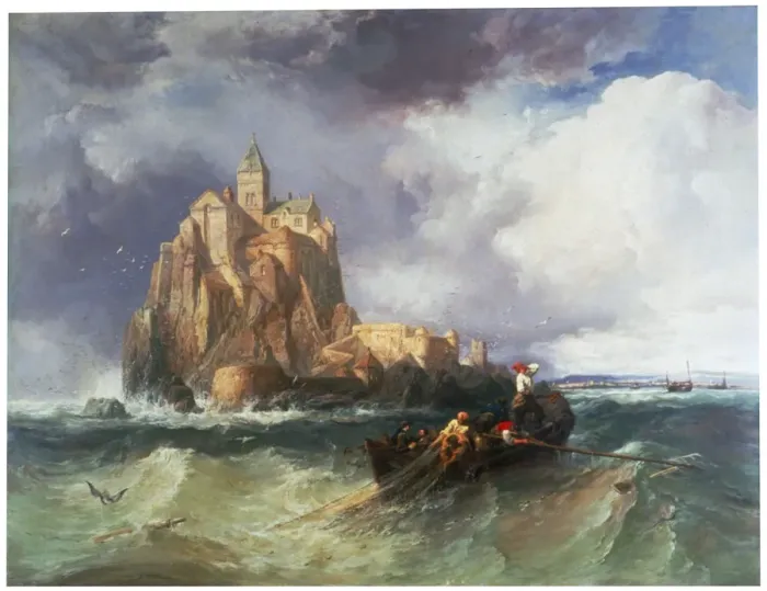 Framed Print : Mont St Michel, 1868. Artist Framed Print : Mont St Michel, 1868. Artist