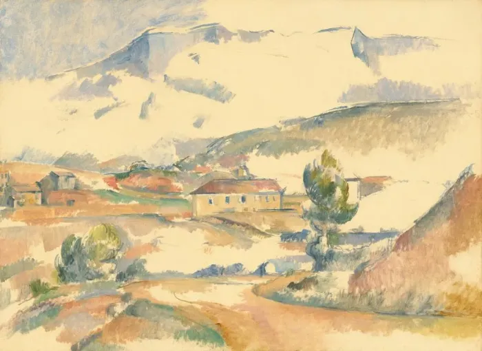 Framed Print : Montagne Sainte-Victoire, from near Gardanne, c. 1887. Creator: Paul Cezanne Framed Print : Montagne Sainte-Victoire, from near Gardanne, c. 1887. Creator: Paul Cezanne