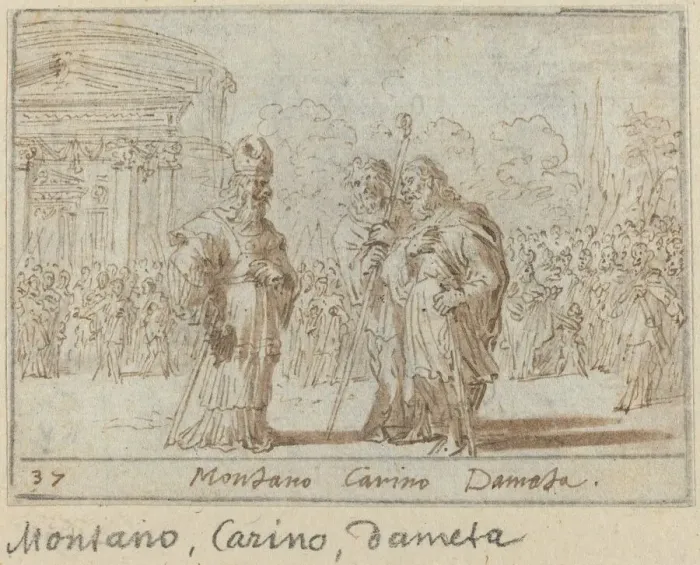Framed Print : Montano, Carino and Dameta, 1640. Creator: Johann Wilhelm Baur Framed Print : Montano, Carino and Dameta, 1640. Creator: Johann Wilhelm Baur