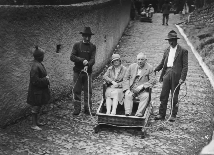 Framed Print : Monte sledge, Madeira, Portugal, c1920s-c1930s(?) Framed Print : Monte sledge, Madeira, Portugal, c1920s-c1930s(?)
