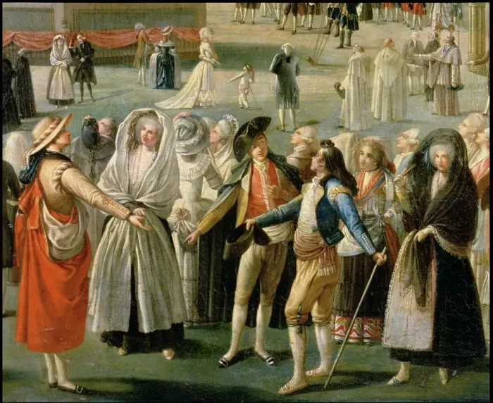 Framed Print : Detail of Montgolfier balloon ascension in Madrid, oil on canvas by Antonio Carnicero