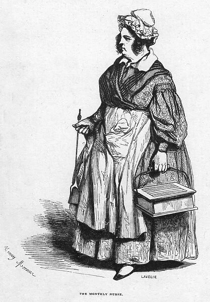 The monthly nurse, 19th century. Artist: Lavieille