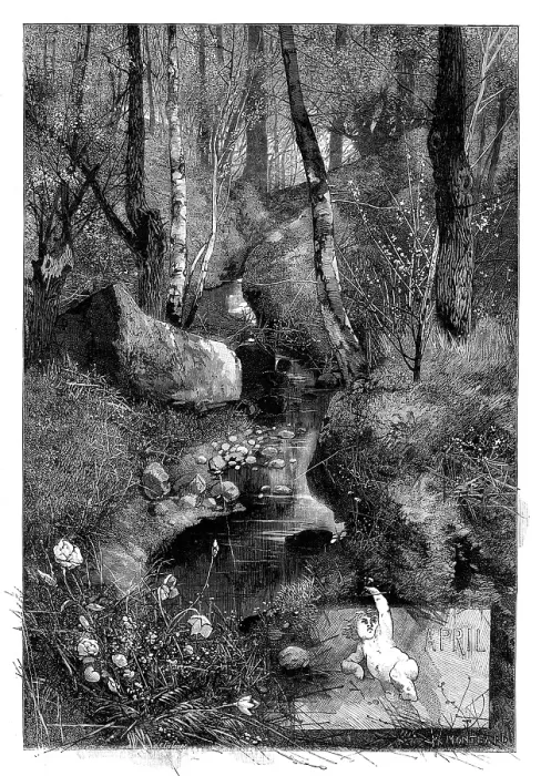 Framed Print : The Months: April, 1880. Creator: George Montbard Framed Print : The Months: April, 1880. Creator: George Montbard