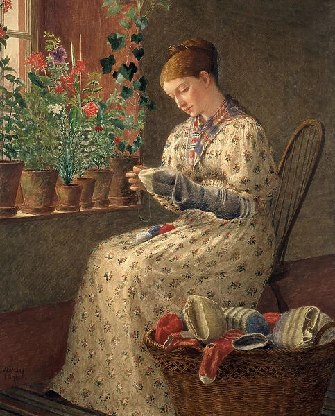 A Months Darning, 1876. Creator: Enoch Wood Perry