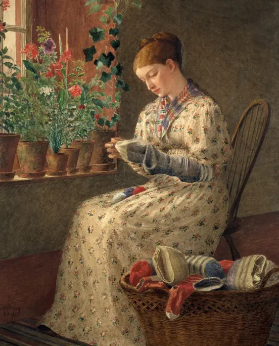 Framed Print : A Months Darning, 1876. Creator: Enoch Wood Perry Framed Print : A Months Darning, 1876. Creator: Enoch Wood Perry