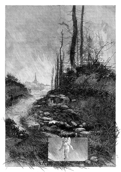 Framed Print : The Months: February, 1880. Creator: George Montbard Framed Print : The Months: February, 1880. Creator: George Montbard