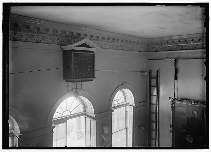 Framed Print : Monticello - hall clock, between 1914 and 1918. Creator: Harris & Ewing. Monticello - hall clock, between 1914 and 1918. Creator: Harris & Ewing Framed Print : Monticello - hall clock, between 1914 and 1918. Creator: Harris & Ewing. Monticello - hall clock, between 1914 and 1918. Creator: Harris & Ewing