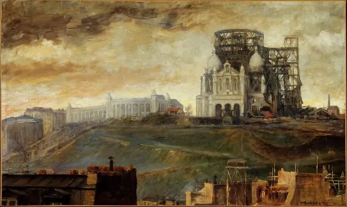 Framed Print : Montmartre hill with Sacre-Coeur under construction, c1890. Creator: Francois Marius Borrel Framed Print : Montmartre hill with Sacre-Coeur under construction, c1890. Creator: Francois Marius Borrel