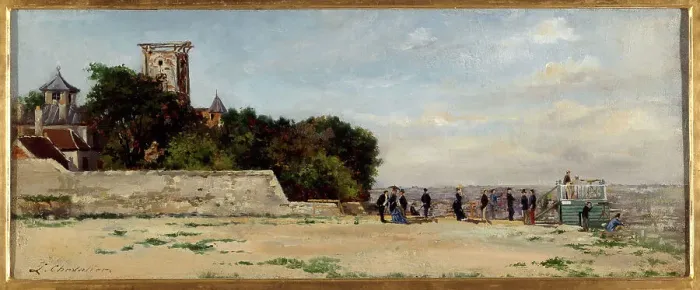 Framed Print : Top of Montmartre hill, with Solferino tower, circa 1870, c1870. Creator: Louis Marie Jean-Baptiste Chevalier Framed Print : Top of Montmartre hill, with Solferino tower, circa 1870, c1870. Creator: Louis Marie Jean-Baptiste Chevalier
