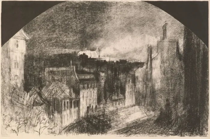 Framed Print : Montmartre le 14 Juillet (Bastille Day in Montmartre), 1892. Creator: Felix Hilaire Buhot Framed Print : Montmartre le 14 Juillet (Bastille Day in Montmartre), 1892. Creator: Felix Hilaire Buhot