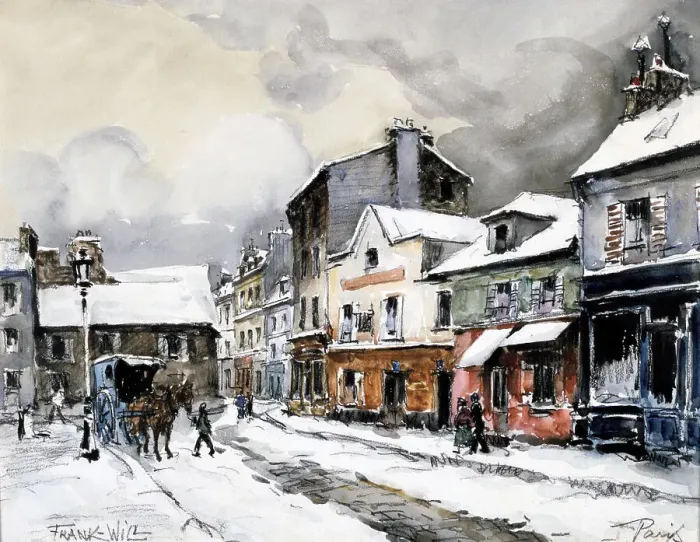 Framed Print : Montmartre Under Snow, c1900-1951. Artist: Frank Will Framed Print : Montmartre Under Snow, c1900-1951. Artist: Frank Will