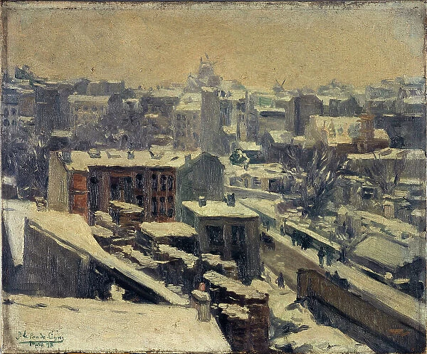 Montmartre under the snow (location of the new racecourse), 1898. Creator: Joseph Le Pan de Ligny