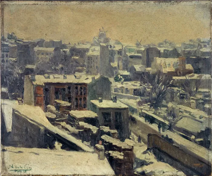 Framed Print : Montmartre under the snow (location of the new racecourse), 1898. Creator: Joseph Le Pan de Ligny Framed Print : Montmartre under the snow (location of the new racecourse), 1898. Creator: Joseph Le Pan de Ligny