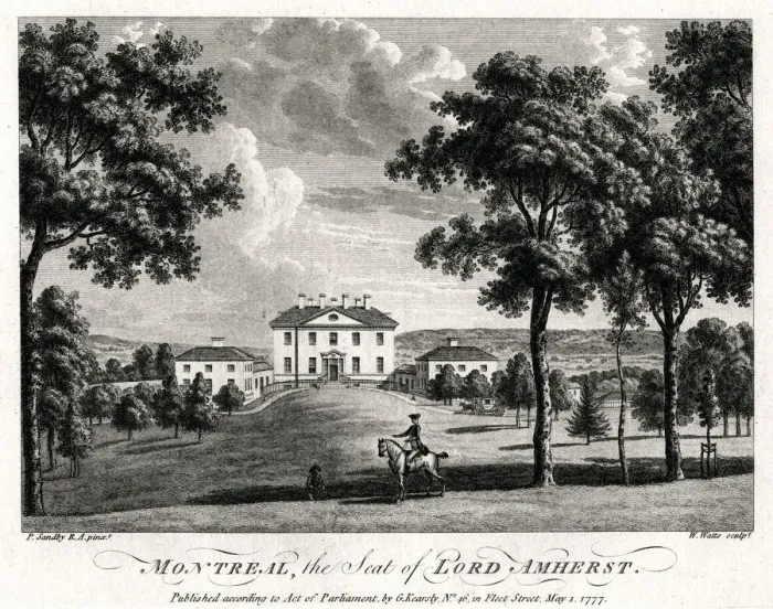 Framed Print : Montreal, the Seat of Lord Amherst, 1777. Artist: William Watts Framed Print : Montreal, the Seat of Lord Amherst, 1777. Artist: William Watts