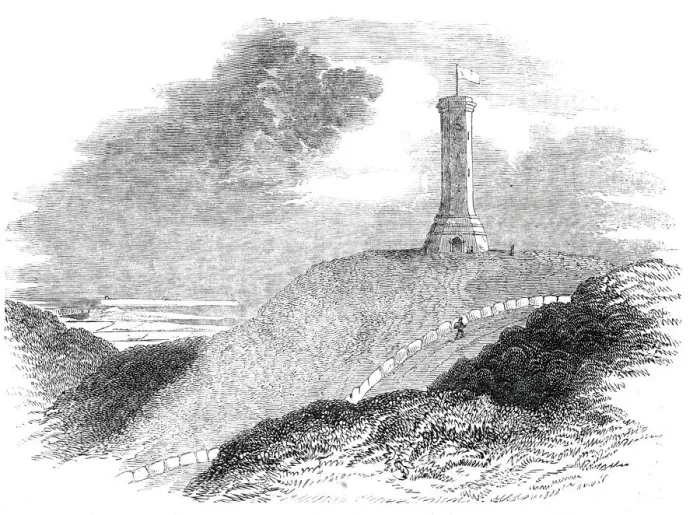 Framed Print : Monument to Admiral Sir Thomas Hardy, on Blagdon Hill, 1844. Creator: Unknown Framed Print : Monument to Admiral Sir Thomas Hardy, on Blagdon Hill, 1844. Creator: Unknown