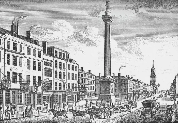 Framed Print : The Monument, City of London, c1755 (1903). Artist: Thomas Bowles Framed Print : The Monument, City of London, c1755 (1903). Artist: Thomas Bowles