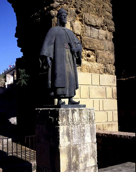 Monument in Cordoba with the statue of Ibn Hazm (994-1064), Arab writer born in Cordoba