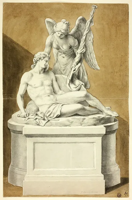 Framed Print : Monument with Dead Warrior and Angel, n.d. Creator: Joseph Nollekens Framed Print : Monument with Dead Warrior and Angel, n.d. Creator: Joseph Nollekens