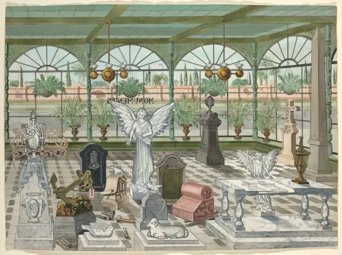 Framed Print : Monument Display Room, 1888, 1935 / 1942. Creator: Perkins Harnly Framed Print : Monument Display Room, 1888, 1935 / 1942. Creator: Perkins Harnly