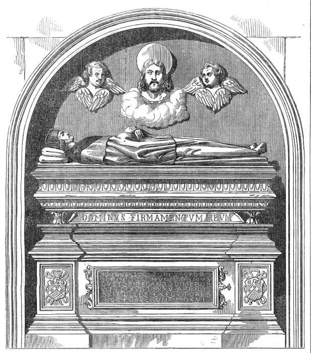 Framed Print : Monument to Dr. John Yonge, by Torrigiani, in the Rolls Chapel, 1860. Creator: Unknown Framed Print : Monument to Dr. John Yonge, by Torrigiani, in the Rolls Chapel, 1860. Creator: Unknown
