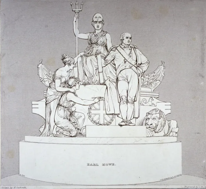 Framed Print : Monument to Earl Howe, sculpted by J Flaxman, St Pauls Cathedral, City of London, 1818 Framed Print : Monument to Earl Howe, sculpted by J Flaxman, St Pauls Cathedral, City of London, 1818