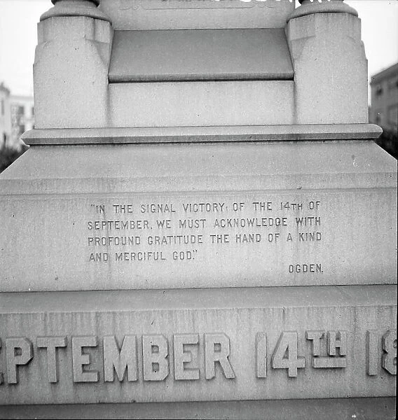 One side of the monument erected to race prejudice, New Orleans, Louisiana, 1936. Creator: Dorothea Lange