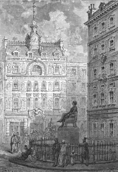 Framed Print : The Monument to George Peabody, 1872. Creator: Gustave Doré Framed Print : The Monument to George Peabody, 1872. Creator: Gustave Doré