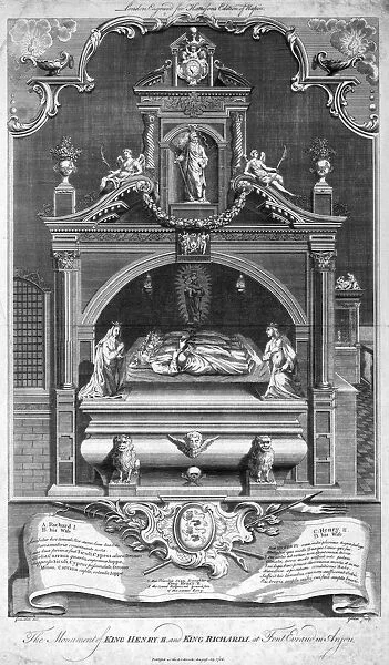 The monument of King Henry II and Richard I at Fontevrault in Anjou, 1786. Artist: Goldar