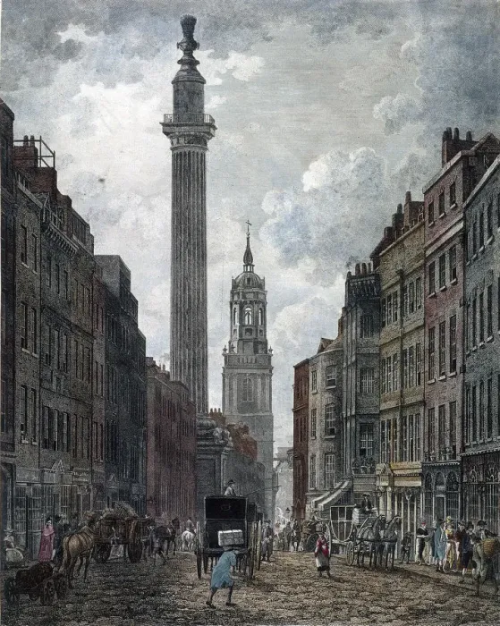 Framed Print : Monument, London, 1795. Artist: Thomas Malton II Framed Print : Monument, London, 1795. Artist: Thomas Malton II