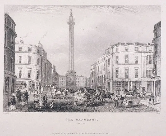 Framed Print : Monument, London, c1850. Artist: J Hopkins Framed Print : Monument, London, c1850. Artist: J Hopkins