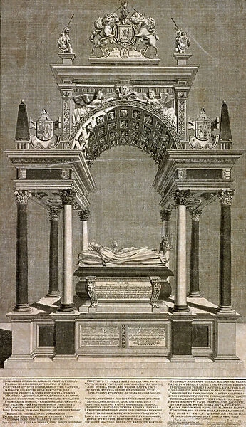 The monument to Mary, Queen of Scots in Westminster Abbey, London, 1742