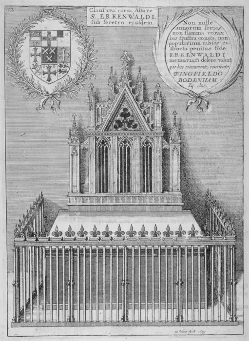 Framed Print : Monument to Saint Erkenwald in old St Pauls Cathedral, City of London, 1656. Artist Framed Print : Monument to Saint Erkenwald in old St Pauls Cathedral, City of London, 1656. Artist