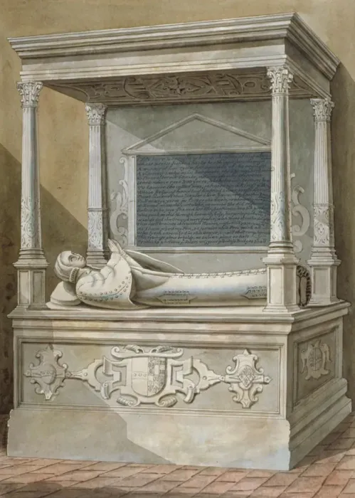 Framed Print : Monument to Sibel Penn on the north side of the chancel at St Mary, Hampton, Middlesex, c1810 Framed Print : Monument to Sibel Penn on the north side of the chancel at St Mary, Hampton, Middlesex, c1810