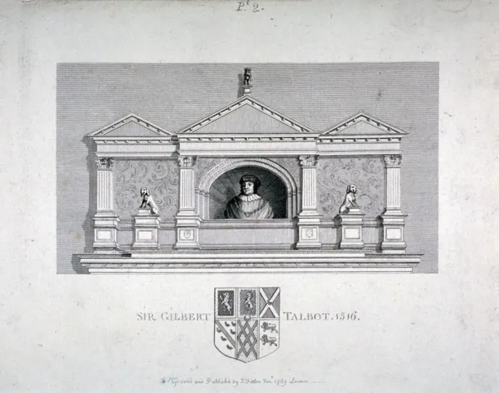 Framed Print : Monument to Sir Gilbert Talbot, Master of the Jewel House at the Tower of London, 1789 Framed Print : Monument to Sir Gilbert Talbot, Master of the Jewel House at the Tower of London, 1789