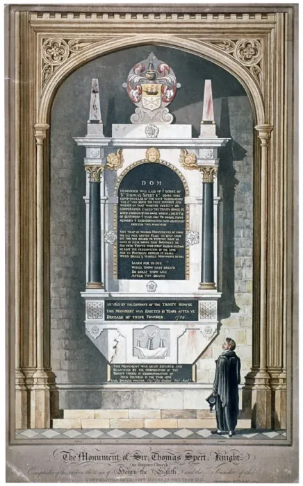 Framed Print : Monument to Sir Thomas Spert in St Dunstans church, Stepney, London, 1809. Artist Framed Print : Monument to Sir Thomas Spert in St Dunstans church, Stepney, London, 1809. Artist