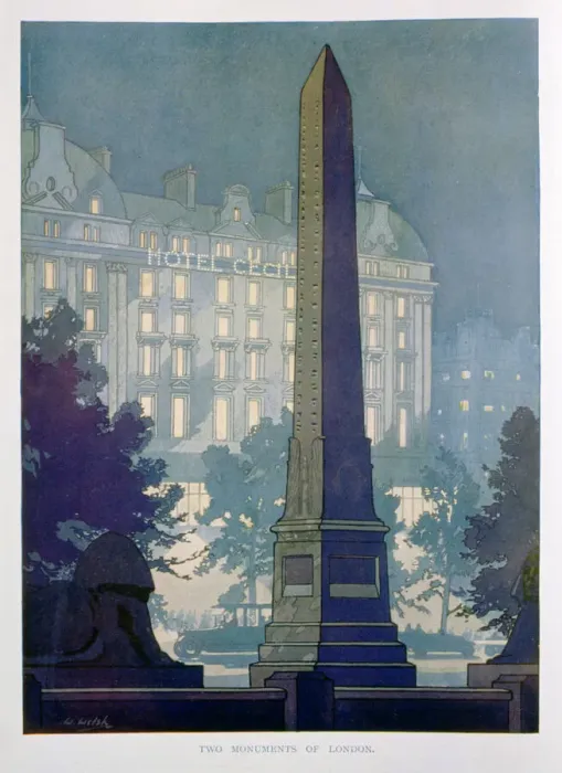 Framed Print : Two Monuments of London, advert for the Hotel Cecil, 1925. Artist: W Welsh