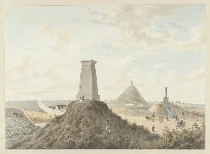 Framed Print : Monuments at Waterloo, 1815, 1815-1820. Creators: Anon, Gerrit Lamberts Framed Print : Monuments at Waterloo, 1815, 1815-1820. Creators: Anon, Gerrit Lamberts