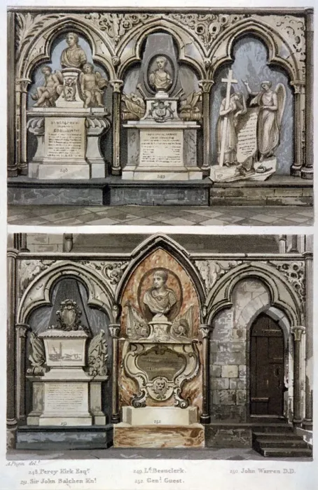 Framed Print : Monuments in the west aisle of Westminster Abbeys north transept, London, 1812 Framed Print : Monuments in the west aisle of Westminster Abbeys north transept, London, 1812