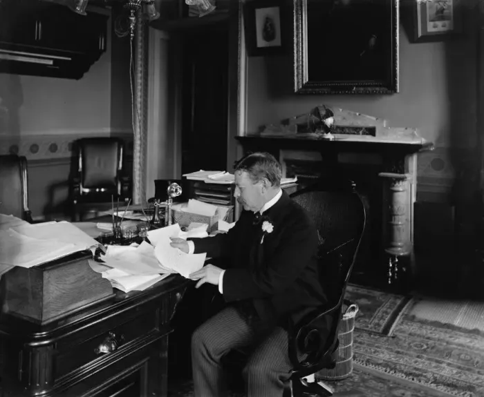 Framed Print : Moody, Mr. Wm. H. made in his office at Supreme Court, between 1890 and 1910. Creator: Unknown Framed Print : Moody, Mr. Wm. H. made in his office at Supreme Court, between 1890 and 1910. Creator: Unknown