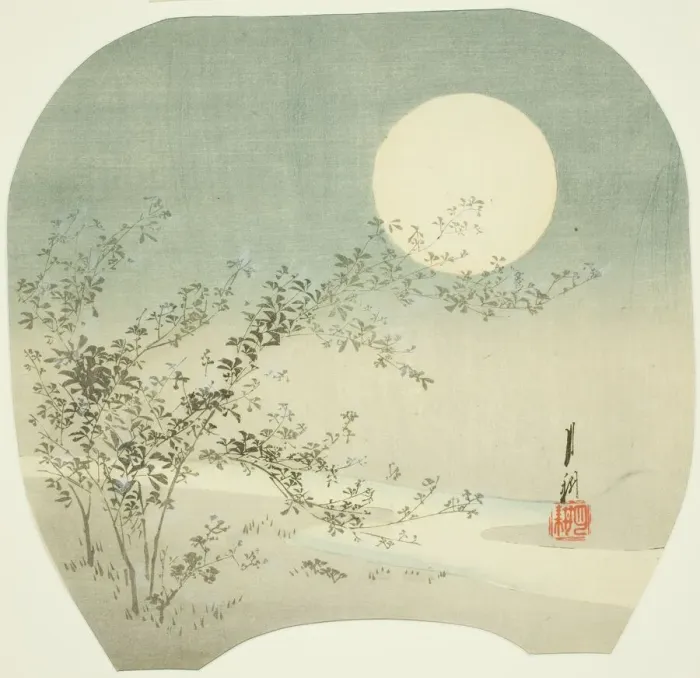 Framed Print : Full Moon and Autumn Flowers by the Stream, c. 1895. Creator: Ogata Gekko Framed Print : Full Moon and Autumn Flowers by the Stream, c. 1895. Creator: Ogata Gekko