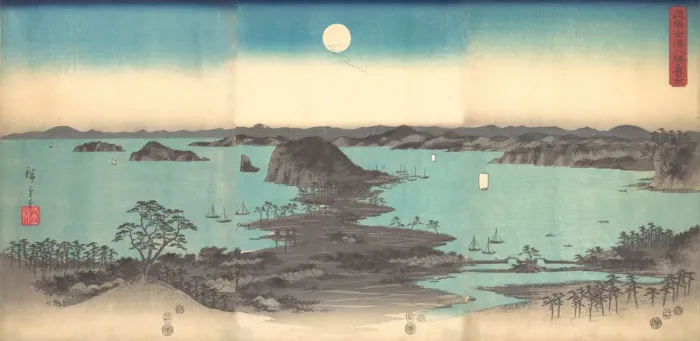 Framed Print : Full Moon at Kanazawa, Province of Musashi, 1857. 1857. Creator: Ando Hiroshige Framed Print : Full Moon at Kanazawa, Province of Musashi, 1857. 1857. Creator: Ando Hiroshige