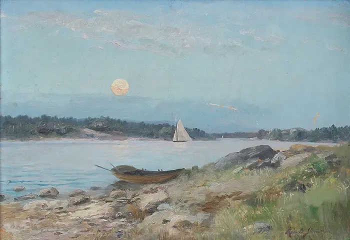 Framed Print : Moon Rising in the Skerries. Creator: Konrad Simonsson