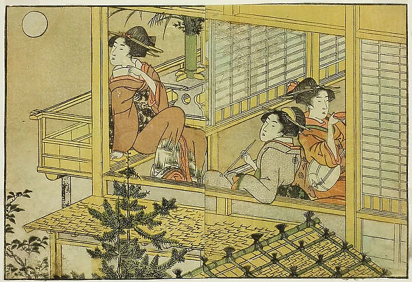 Moon-Viewing Party, from the illustrated book 'Picture Book: Flowers of the Four Seasons... 1801. Creator: Kitagawa Utamaro. Moon-Viewing Party, from the illustrated book 'Picture Book: Flowers of the Four Seasons... 1801